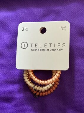 TELETIES Small Spiral Hair Ties - Peach & Cream Trio
